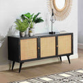 Venti Black Mango Wood and Cane Large Sideboard Cabinet Lifestyle
