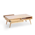 Venti Natural Mango Wood and Cane Coffee Table with Drawers