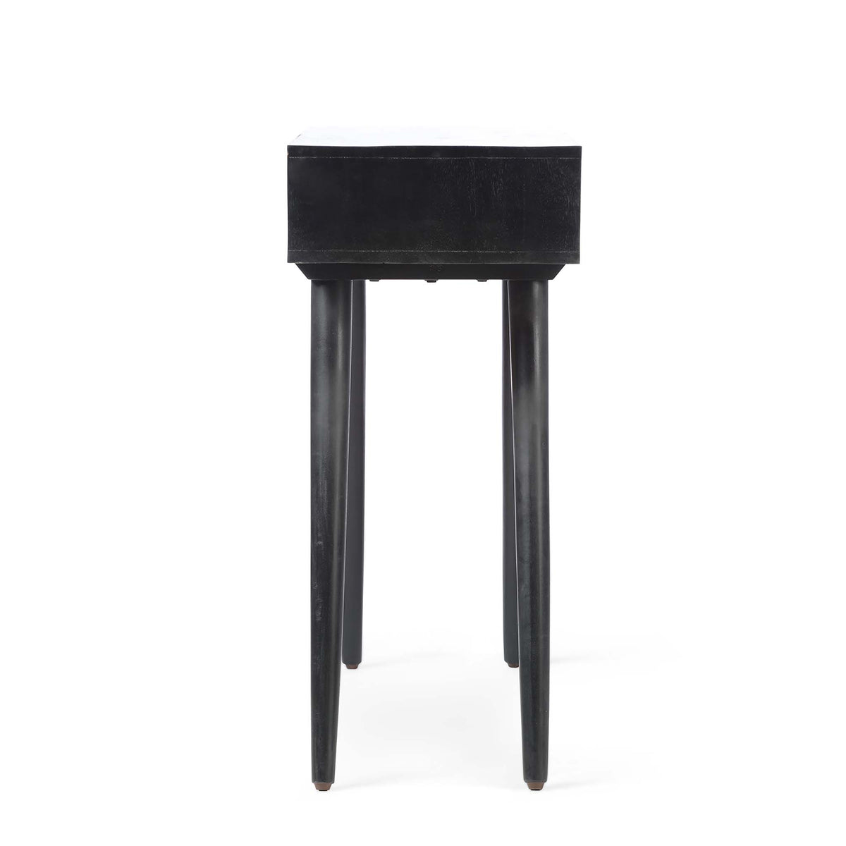 Venti Black Mango Wood & Cane Console Table with Storage with Scandi Legs