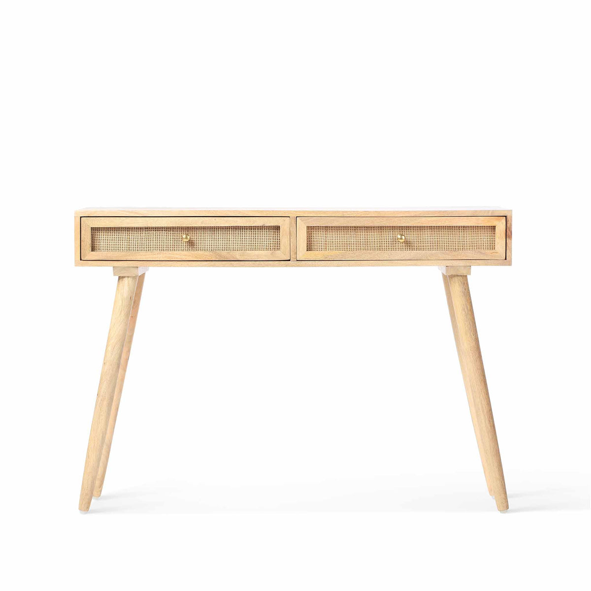 Venti Natural Mango Wood & Cane Console Table with Storage from Roseland Furniture