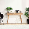 Venti Natural Mango Wood & Cane Console Table with Storage Lifestyle
