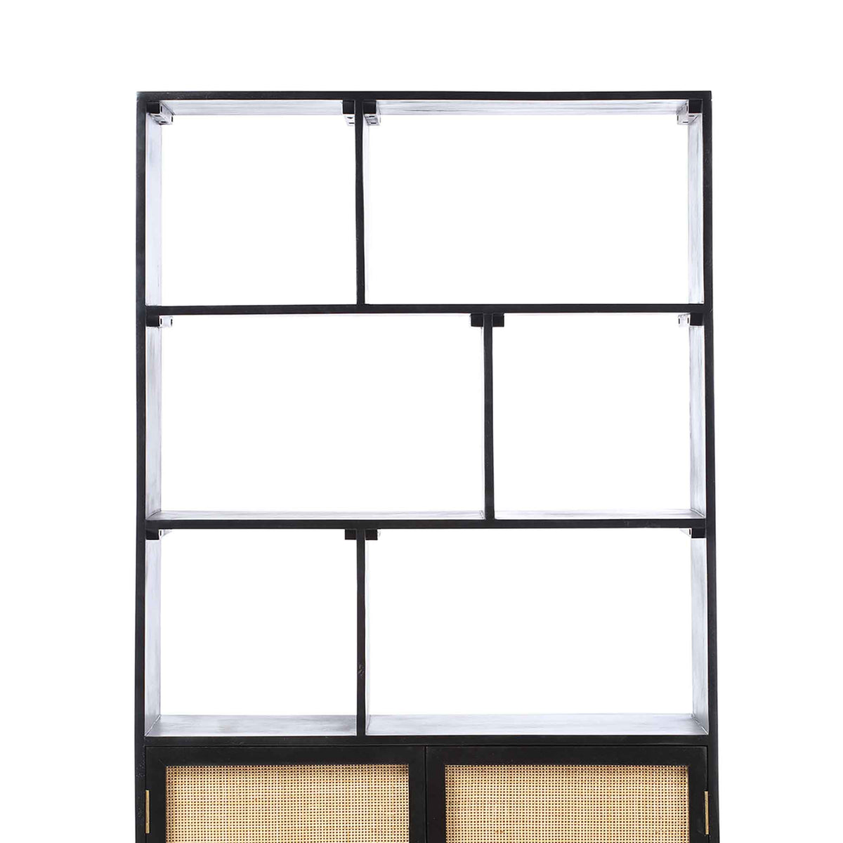 Venti Black Mango Wood and Cane Large Bookcase Display Unit