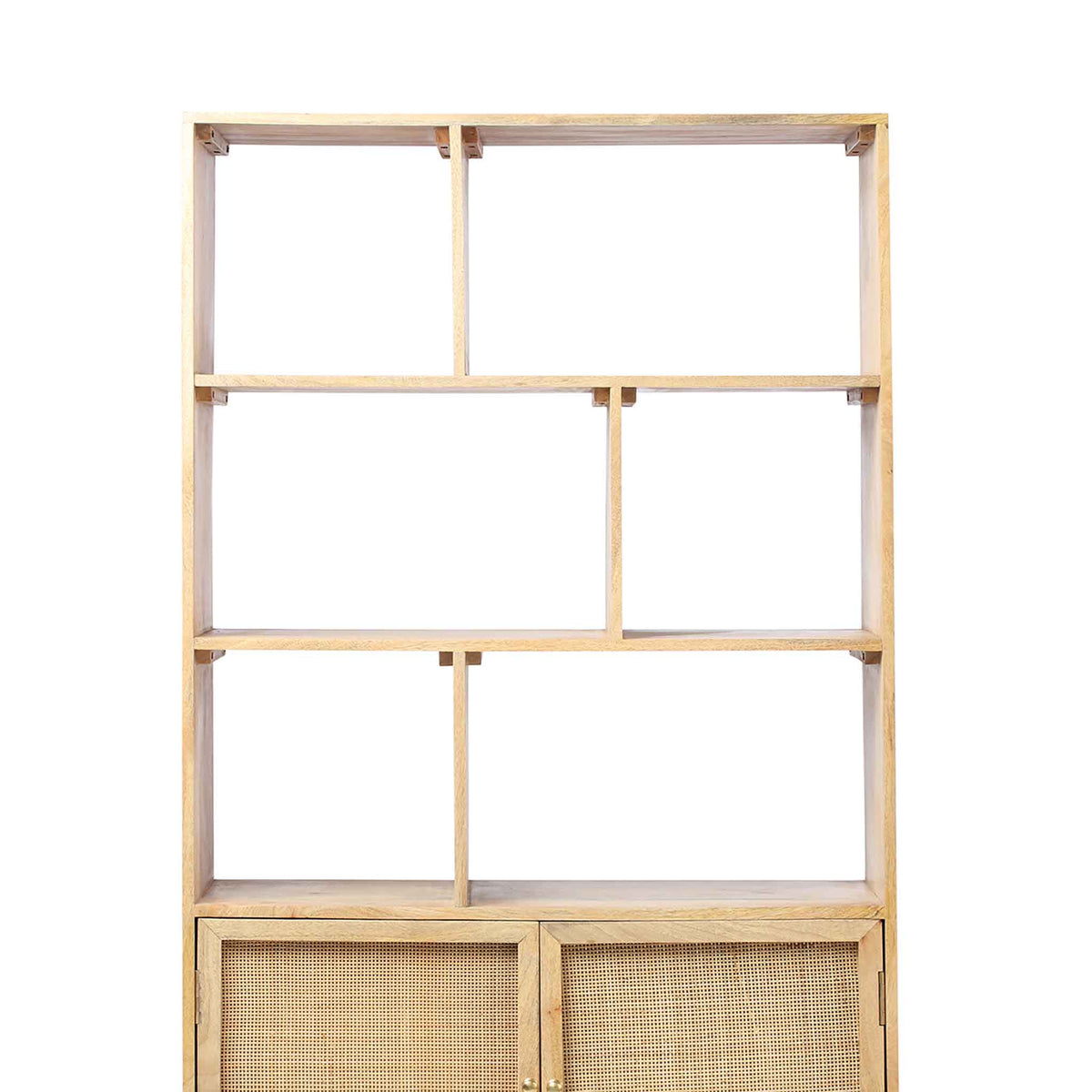 Venti Natural Mango Wood and Cane Large Bookcase Cabinet Storage and Display Unit