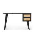Venti Black Mango Wood & Cane Home Office Desk or Dressing Table from Roseland Furniture
