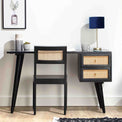 Venti Black Mango Wood & Cane Home Office Desk or Dressing Table Lifestyle