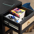 Venti Black Mango Wood & Cane Home Office Desk or Dressing Table close up