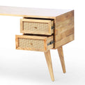 Venti Natural Mango Wood & Cane Home Office Desk or Dressing Table