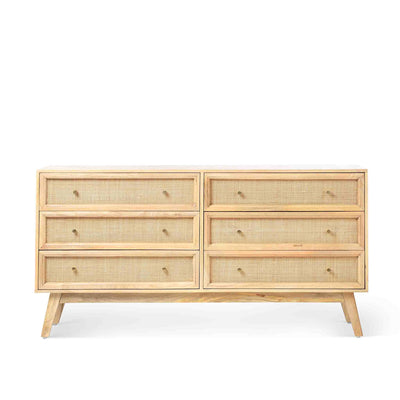 Venti Mango and Cane 6 Drawer Chest