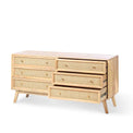 Venti Scandi Natural Mango Wood & Cane Wide chest of drawers