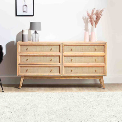 Venti Mango and Cane 6 Drawer Chest