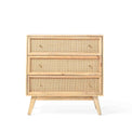Venti Natural Mango Wood & Cane Compact 3 Drawer Chest from Roseland Furniture