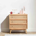 Venti Natural Mango Wood & Cane Compact 3 Drawer Chest Liftstyle