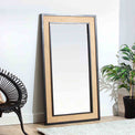 Venti Black Mango Wood & Cane Large Floor Mirror Lifestyle