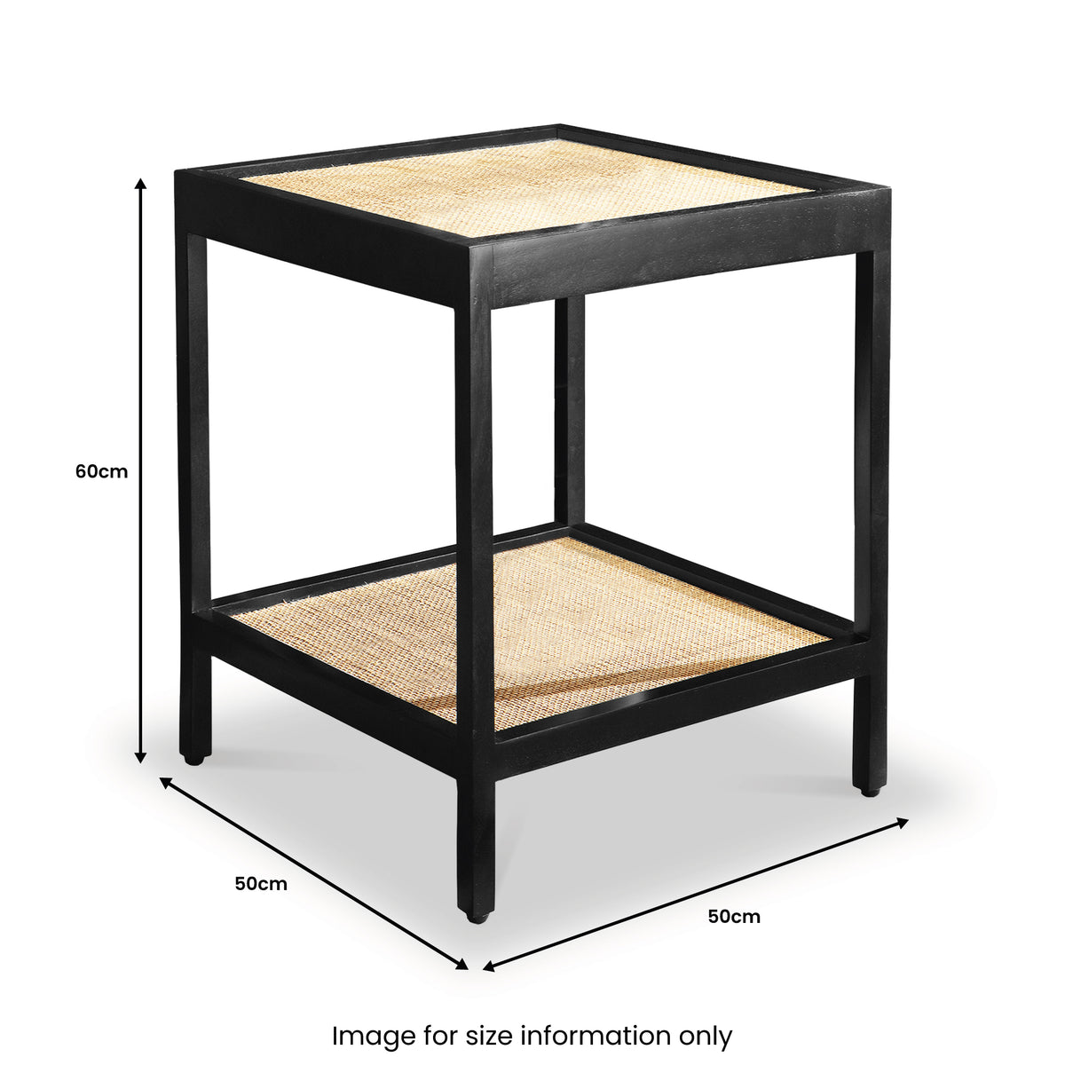 Venti Mango Wood & Cane Square Side Table Roseland Roseland Furniture