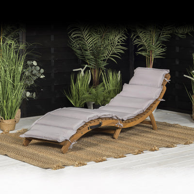 Wave Acacia Foldable Sun Lounger and Cushion