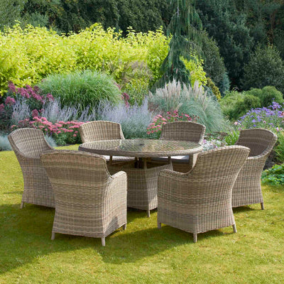Wentworth 6 Seat 140cm Deluxe Rattan Dining Set