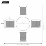Wentworth 4 Seat 110cm Round Deluxe Rattan Dining Set Dimensions & Size Guide