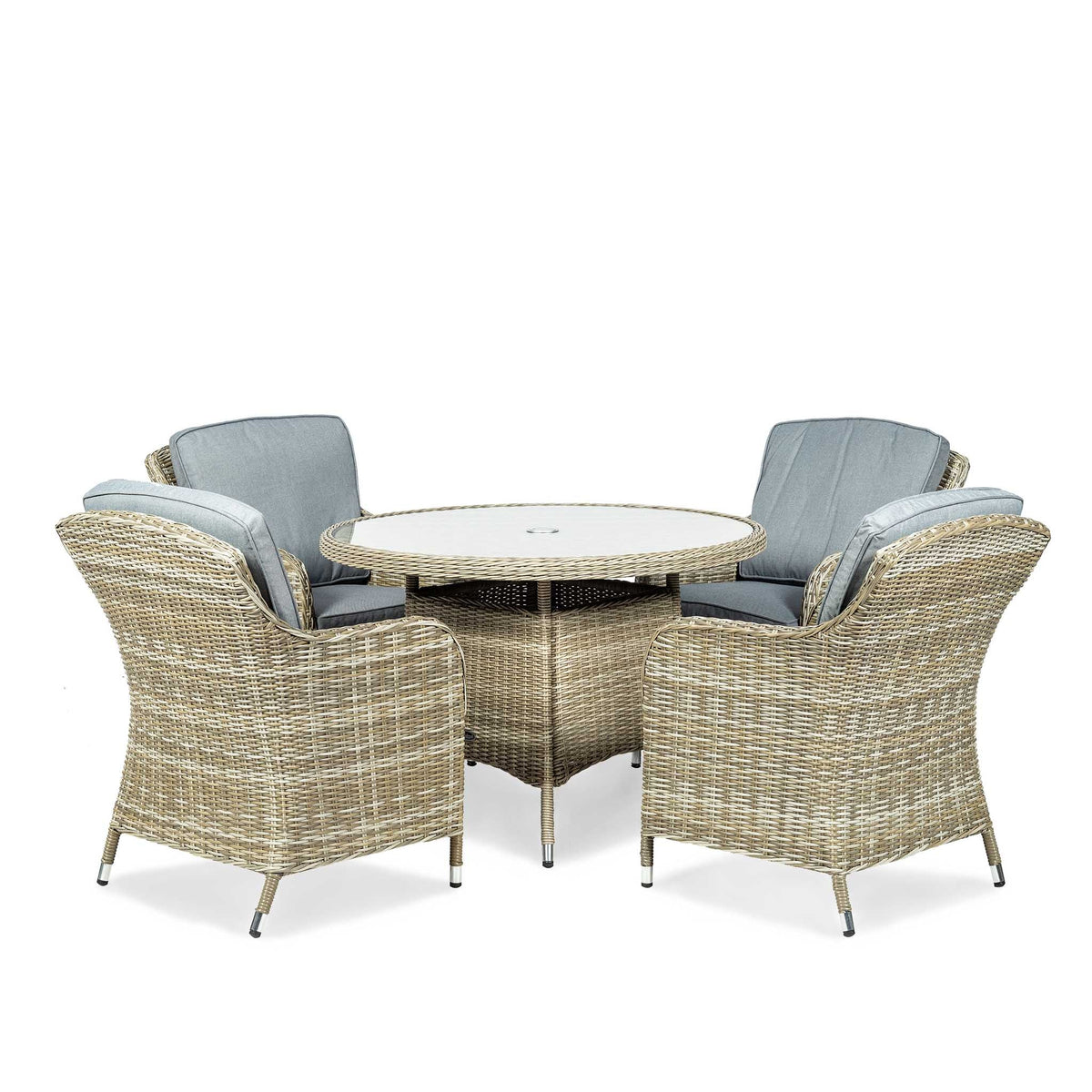 Wentworth 4 Seat 110cm Round Deluxe Rattan Dining Set from Roseland Home Furniture