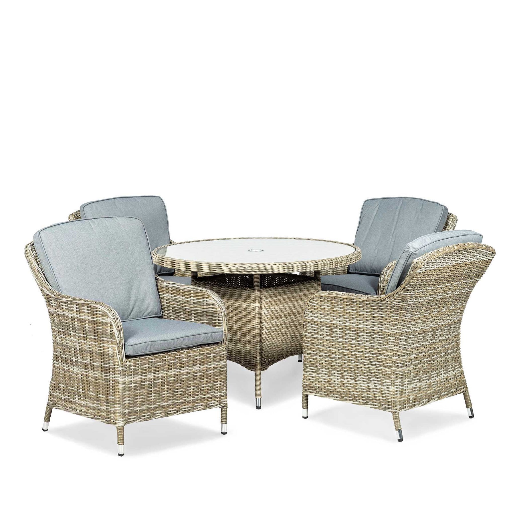 Wentworth 4 Seat 110cm Round Deluxe Rattan Garden Dining Set