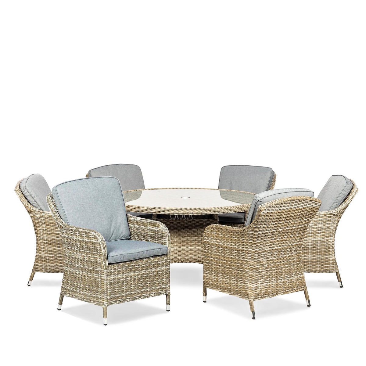 Wentworth 6 Seat 140cm Deluxe Rattan Garden Dining Set from Roseland Home Furniture
