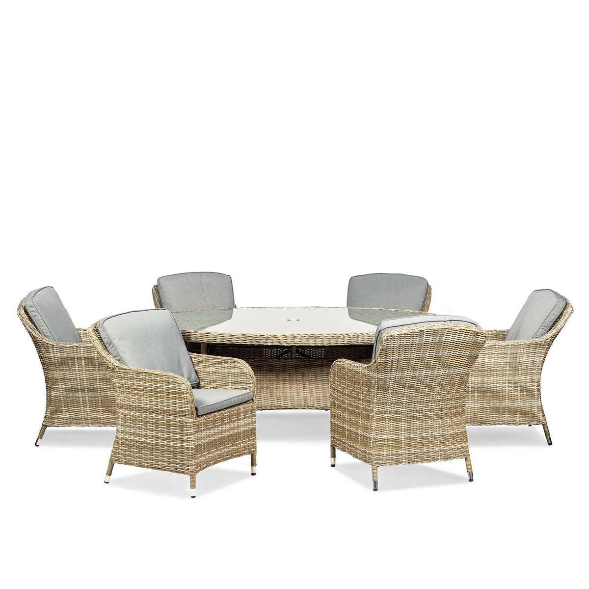 Wentworth 6 Seat 200cm Ellipse Deluxe Rattan Garden Dining Set from Roseland Home Furniture