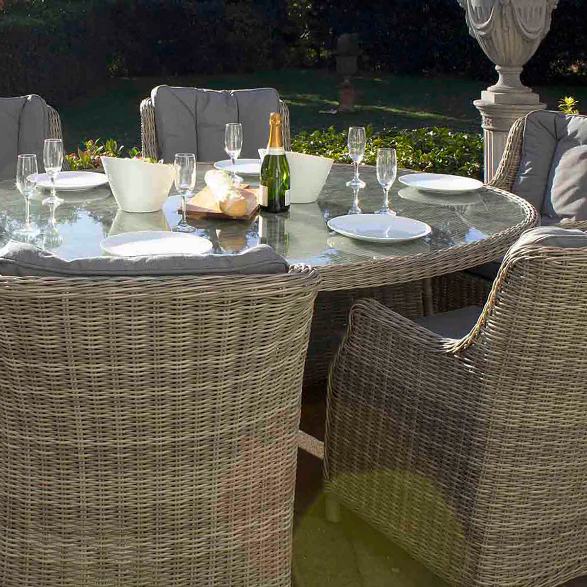 Wentworth 6 Seat Ellipse High-back Rattan Dining Set - Lifestyle