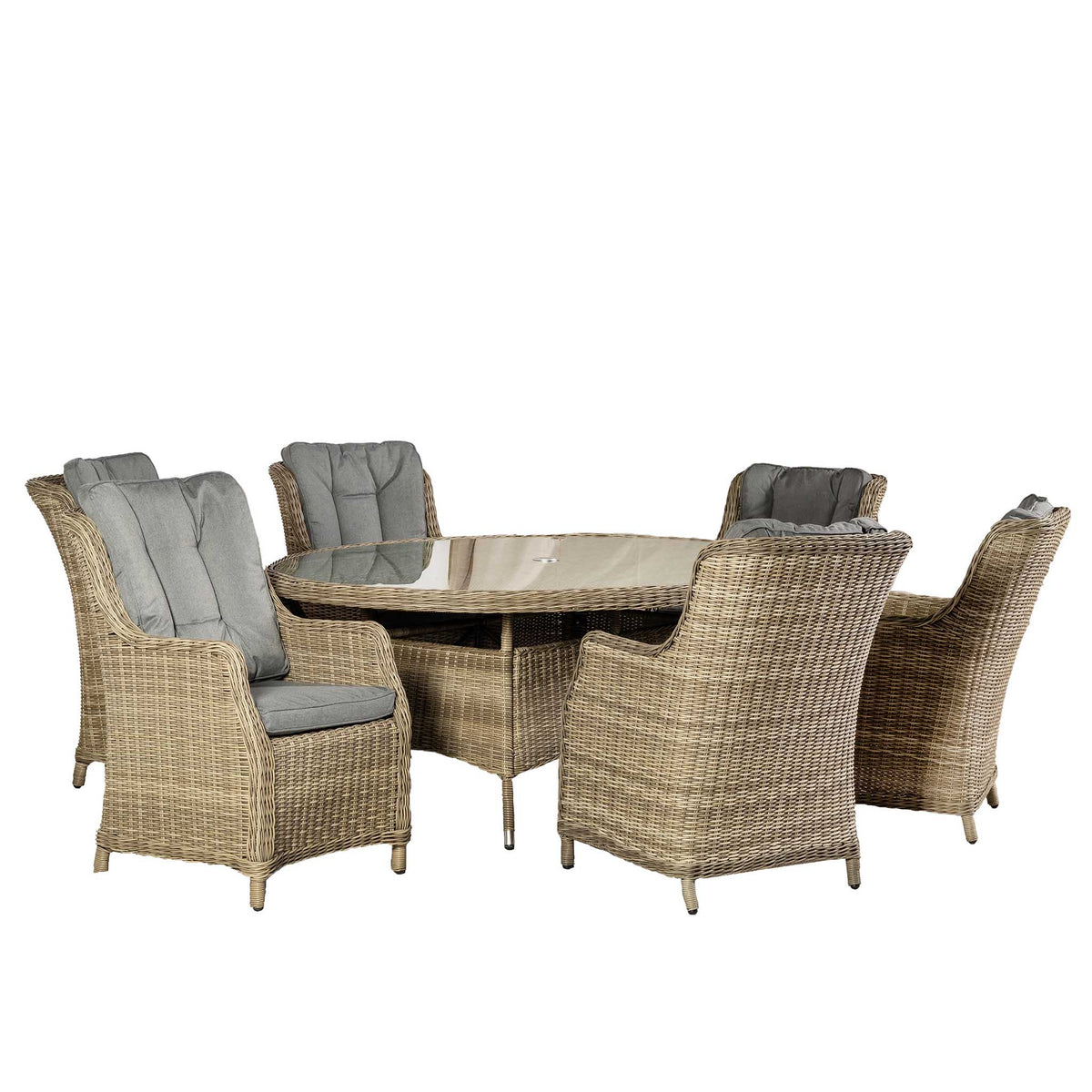 Wentworth 6 Seat Ellipse High-back Rattan Dining Set