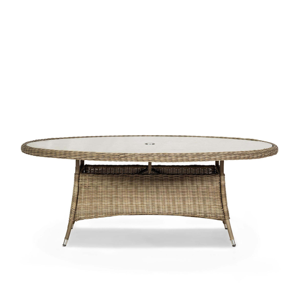 Wentworth 6 Seat Ellipse High-back Rattan Dining Set - Front view of Table