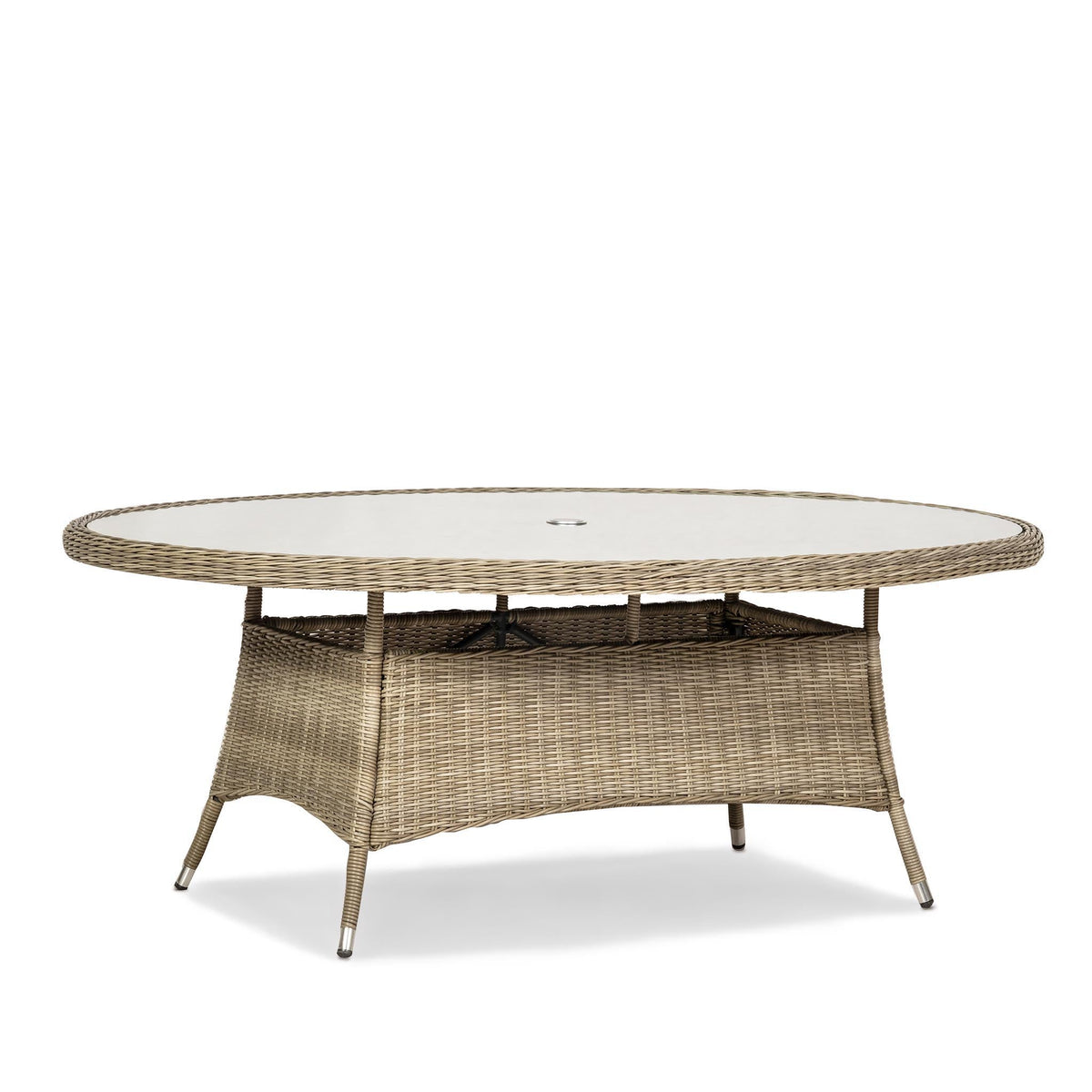 Wentworth 6 Seat Ellipse High-back Rattan Dining Set - Side view of Table
