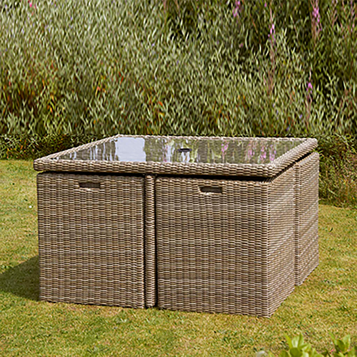 Wentworth 8 Seat Deluxe Rattan Cube Garden Dining Set - All Tucked Under Table