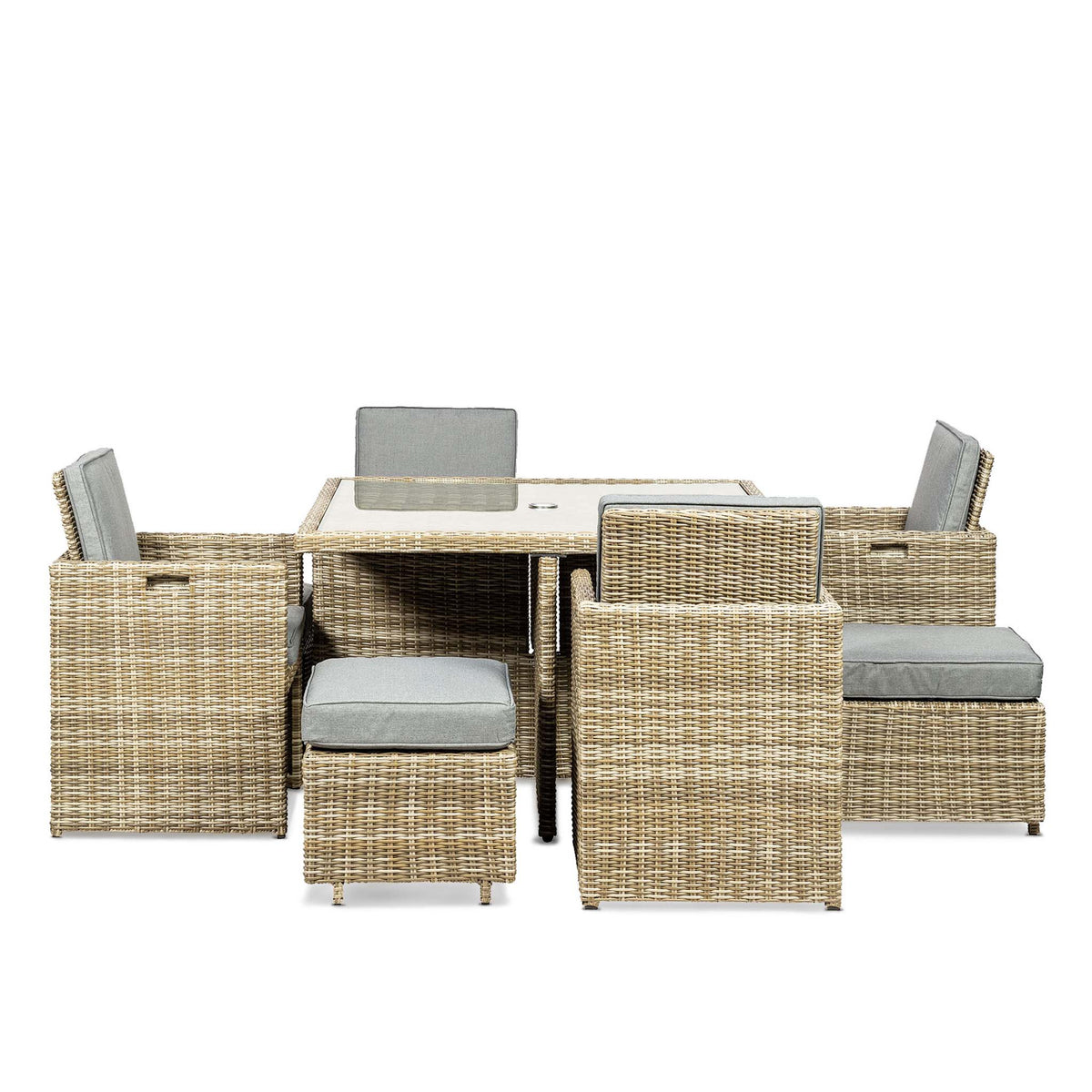 Wentworth 8 Seat Deluxe Rattan Cube Garden Dining Set - Side view