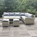 Wentworth Deluxe Rattan Corner Sofa Garden Lounge Set with Adjustable Table - Lifestyle