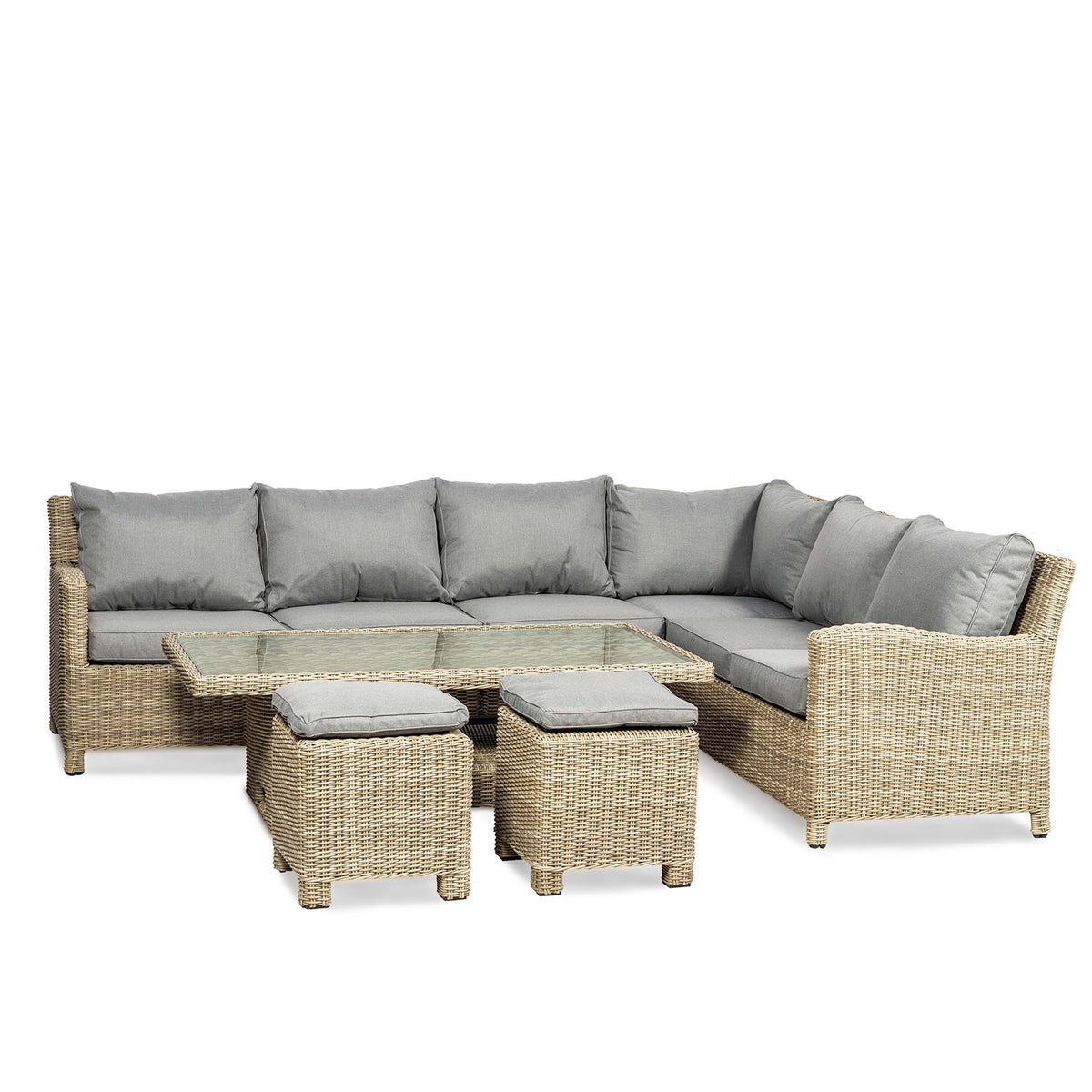 Wentworth Deluxe Rattan Corner Sofa Garden Lounge Set with Adjustable Table by Roseland Furniture
