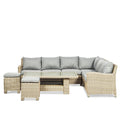 Wentworth Deluxe Rattan Corner Sofa Garden Lounge Set with Adjustable Table - With Table down