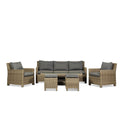 Wentworth Deluxe Rattan Sofa Garden Lounge Set with Adjustable Table by Roseland Furniture