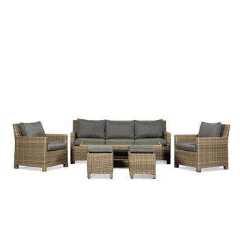 Wentworth Deluxe Rattan Sofa Lounge Set with Height Adjustable Table