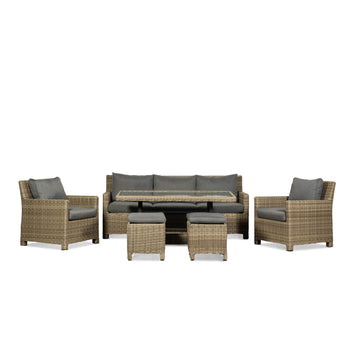 Wentworth Deluxe Rattan Sofa Lounge Set with Height Adjustable Table