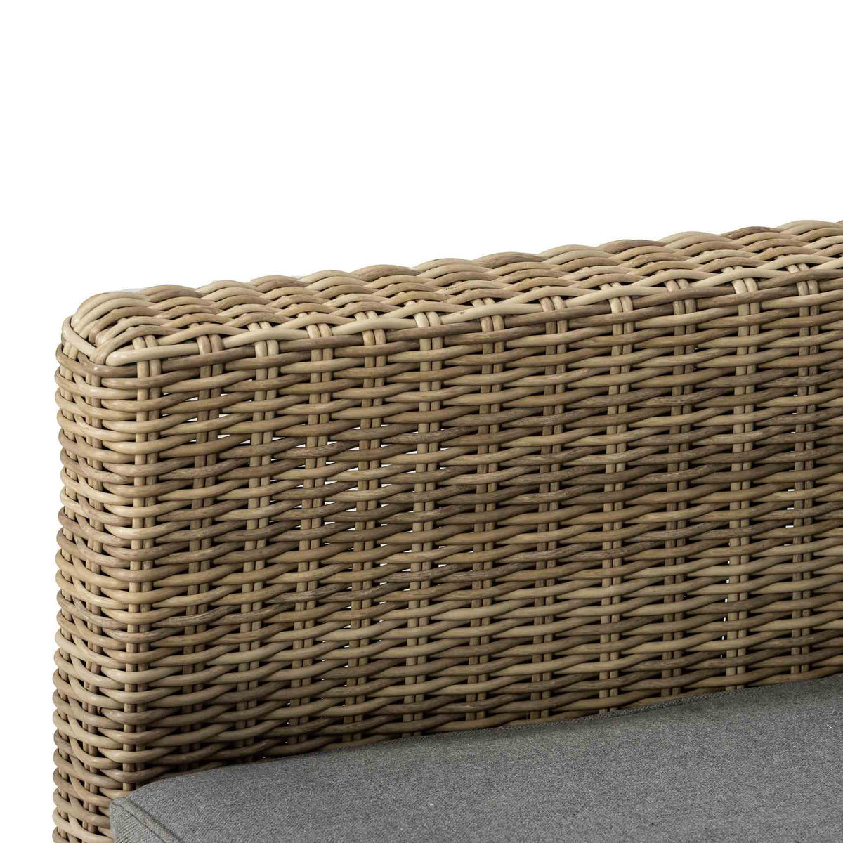 Wentworth Deluxe Rattan Sofa Garden Lounge Set with Adjustable Table - Close up of Arm of Sofa