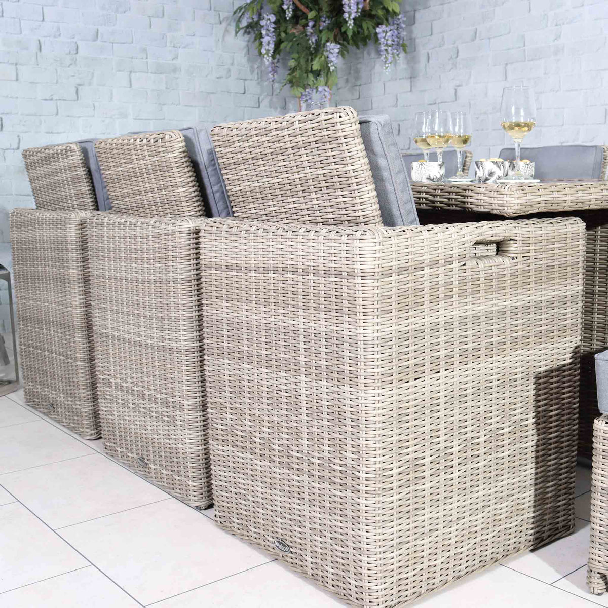 Wentworth 10 Seater Rattan Cube Garden Dining Set Lifestyle Close up
