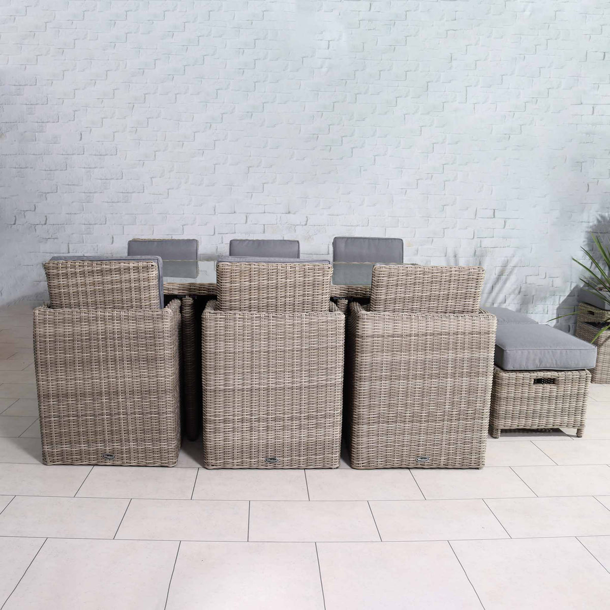 Wentworth 10 Seater Rattan Cube Garden Dining Set with stools