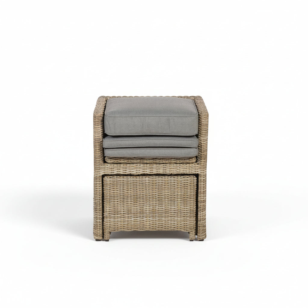 Wentworth 10 Seater Rattan Cube Garden Dining Set Compact Armchair and Stool 