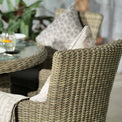 Wentworth 110cm 4 Seater Rattan Round Garden Dining Set close up of rattan weave chair