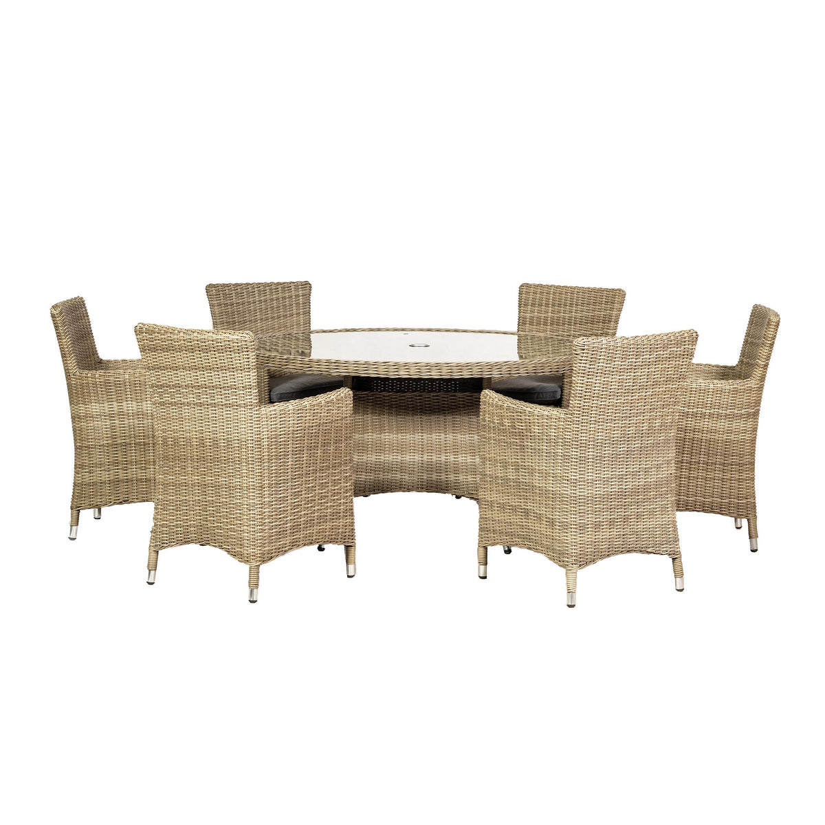 Wentworth 140cm 6 Seater Rattan Round Garden Dining Set