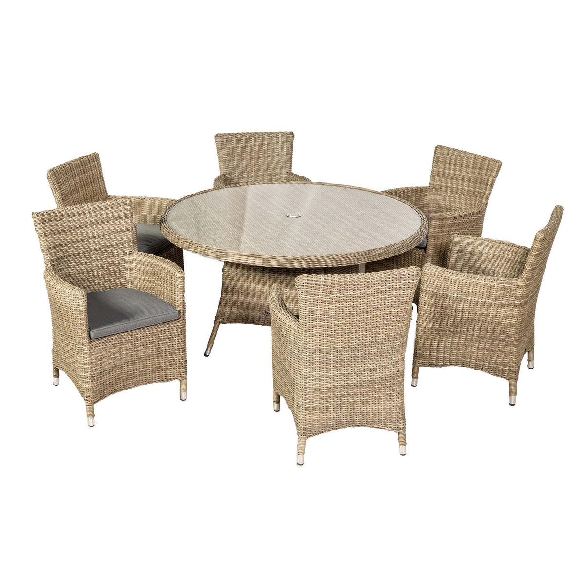 Wentworth 140cm 6 Seater Rattan Round Garden Dining Set