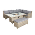Wentworth Rattan 170cm Fire Pit Garden Dining Table & Lounge Set