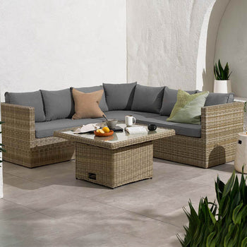 Wentworth Rattan Lounge Dining Set with Rise and Fall Table