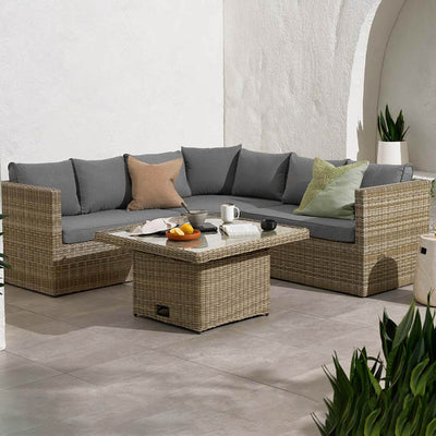 Wentworth Rattan Lounge Dining Set with Rise and Fall Table