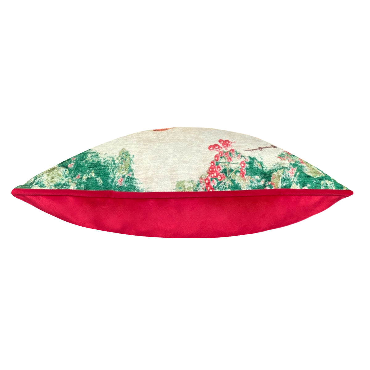 Festive Robins Chenille Polyester Cushion