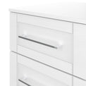 Bellamy White 4 Drawer Deep Storage Chest for Bedroom chrome handle close up
