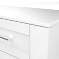 Bellamy White 4 Drawer Deep Storage Chest for Bedroom wood grain close up